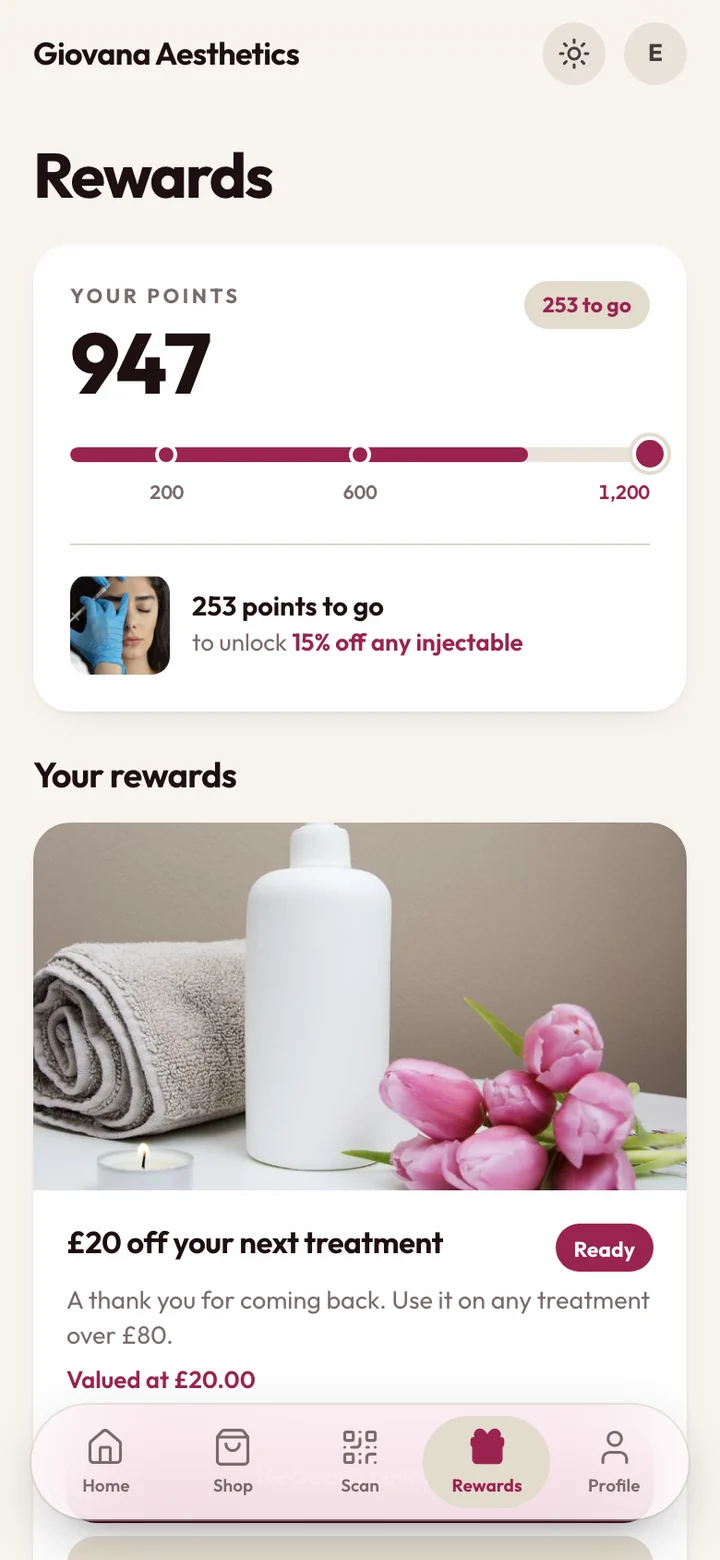 A patient's reward ladder, showing how close the next reward is
